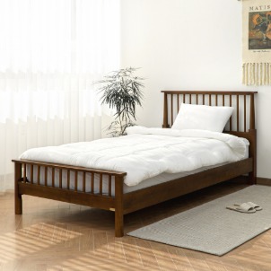 VANESS 로이든 01 원목 고무나무 내추럴 북유럽 인테리어 디자인 모던 심플 슈퍼싱글 침대 (매트리스규격:1100)